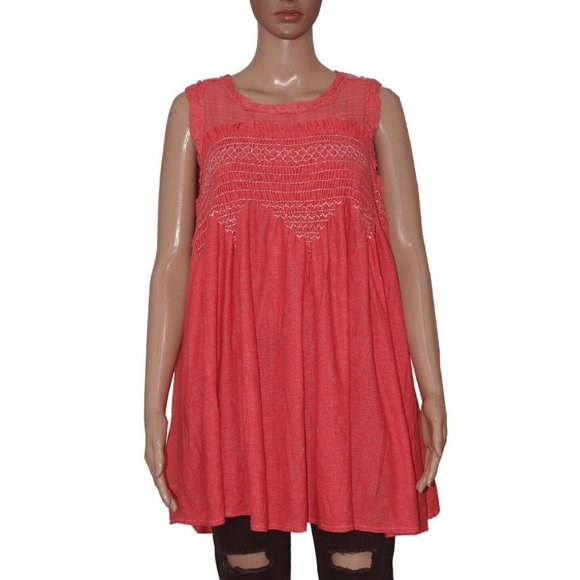 FREE PEOPLE Sea Breeze Tunic Tank Top in Coral BRAND NEW W/TAGS $128 MSRP - Picture 6 of 11